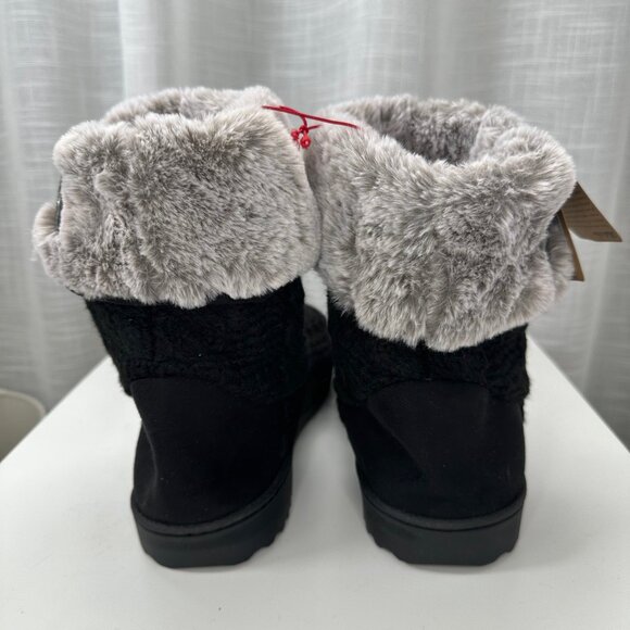 Dearfoams Women's Black & Gray Cable Knit Boot Slippers XL(11-12) - Picture 8 of 10